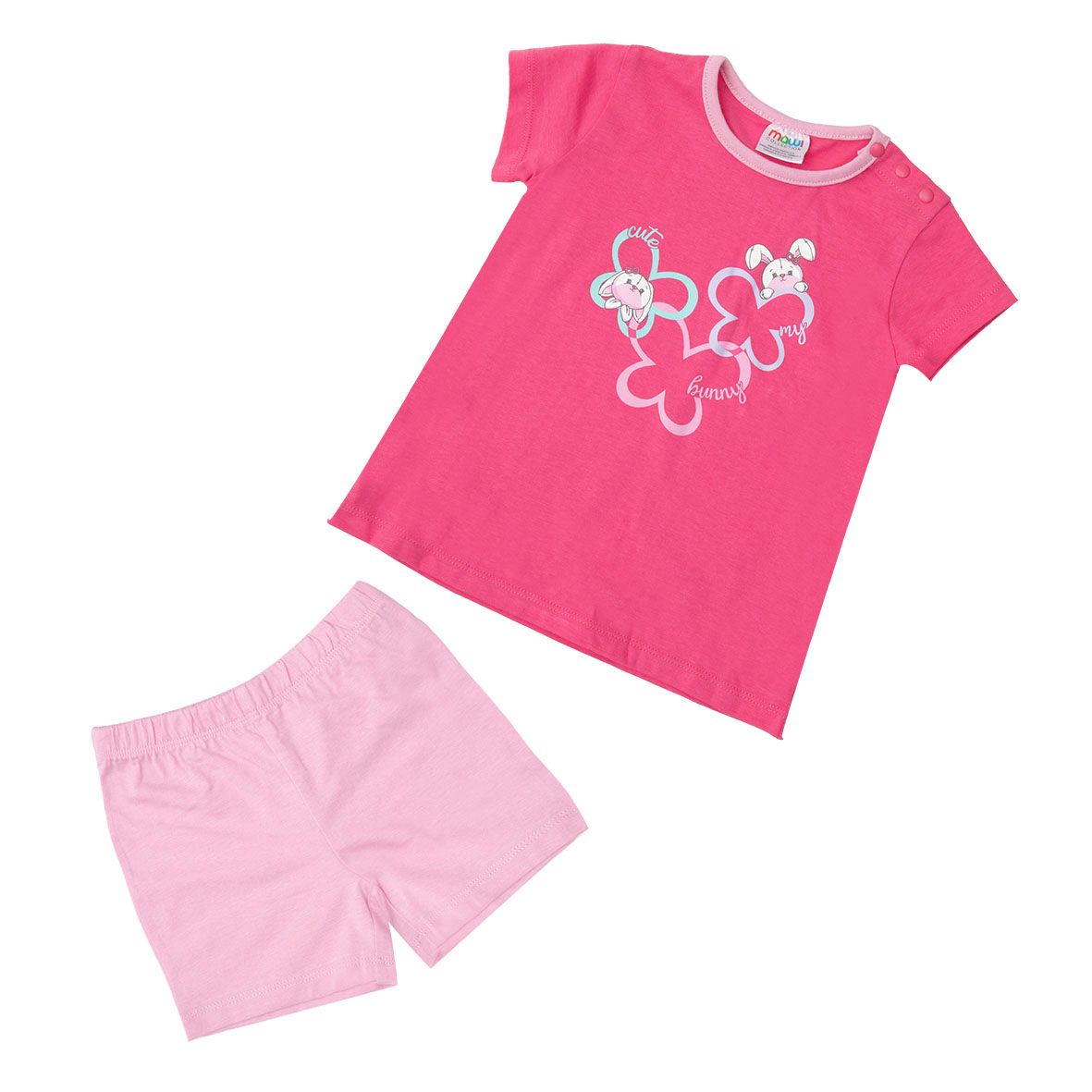 Pigiama estivo due pezzi bimba rosa coniglietti - Mawi