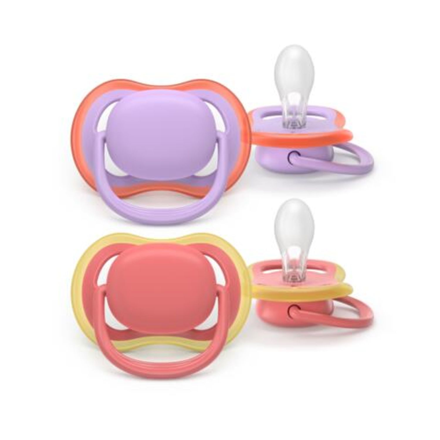 Succhietti ultra air 18m+ pastello viola e rosso, a base vegetale - set da 2 ciucci - philips avent - Avent