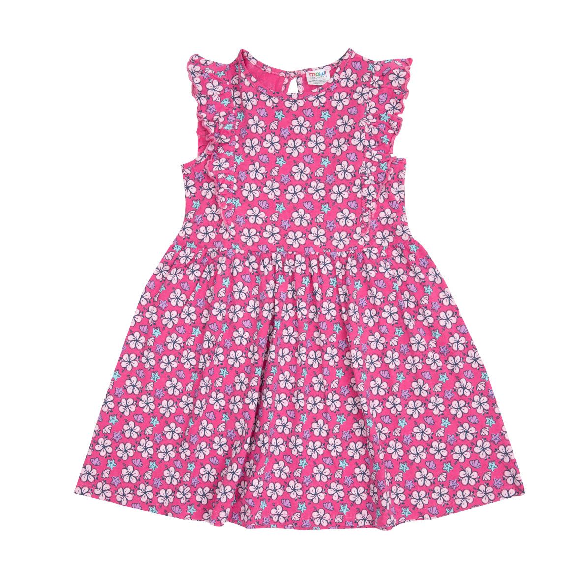 Abito jersey giromanica bimba fucsia stampato - Mawi