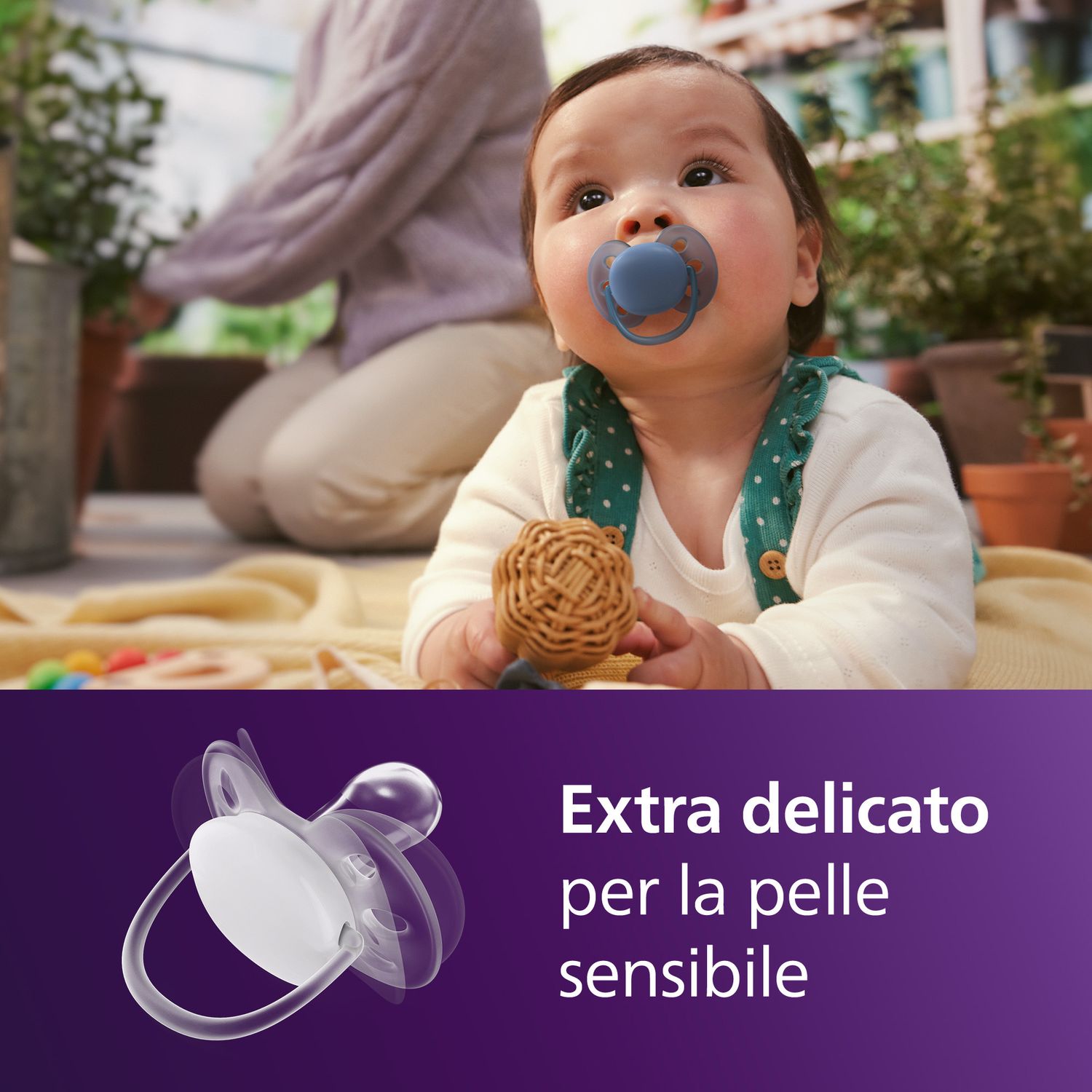 Succhietti ultra soft  6-18m pastello blu e verde, a base vegetale - set da 2 ciucci - philips avent - Avent