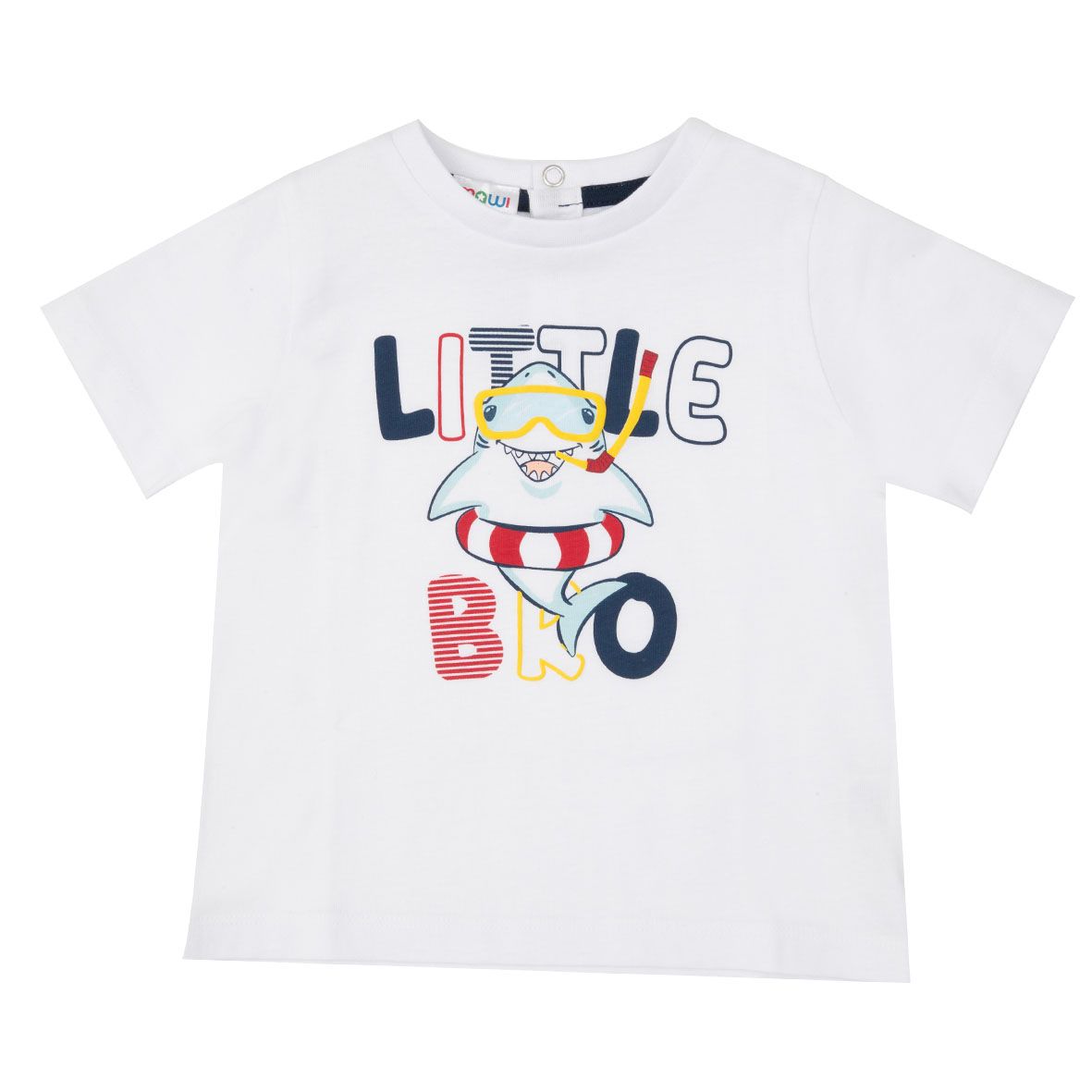 T-shirt jersey bimbo bianco stampa "little bro" - Mawi