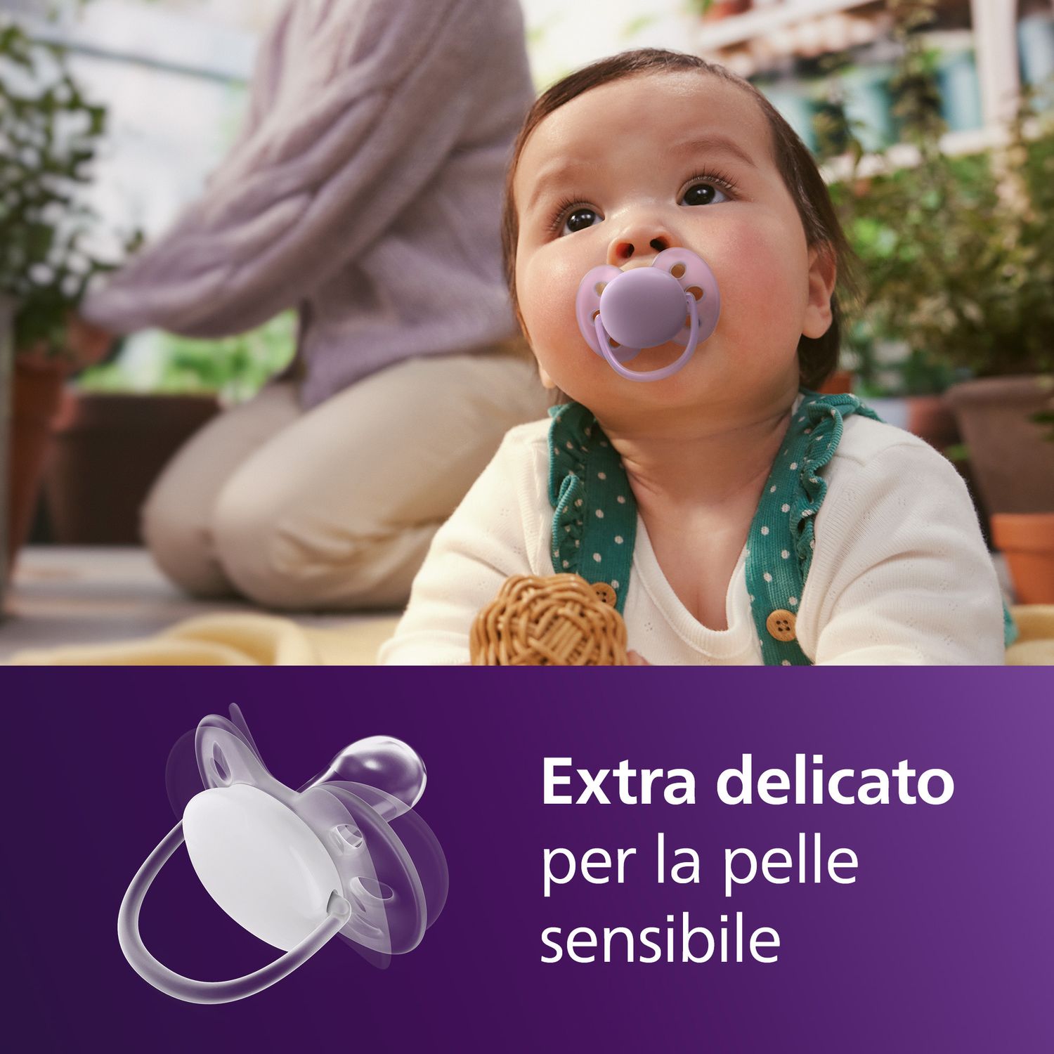 Succhietti ultra soft 6-18m pastello viola e rosso, a base vegetale - set da 2 ciucci - philips avent - Avent