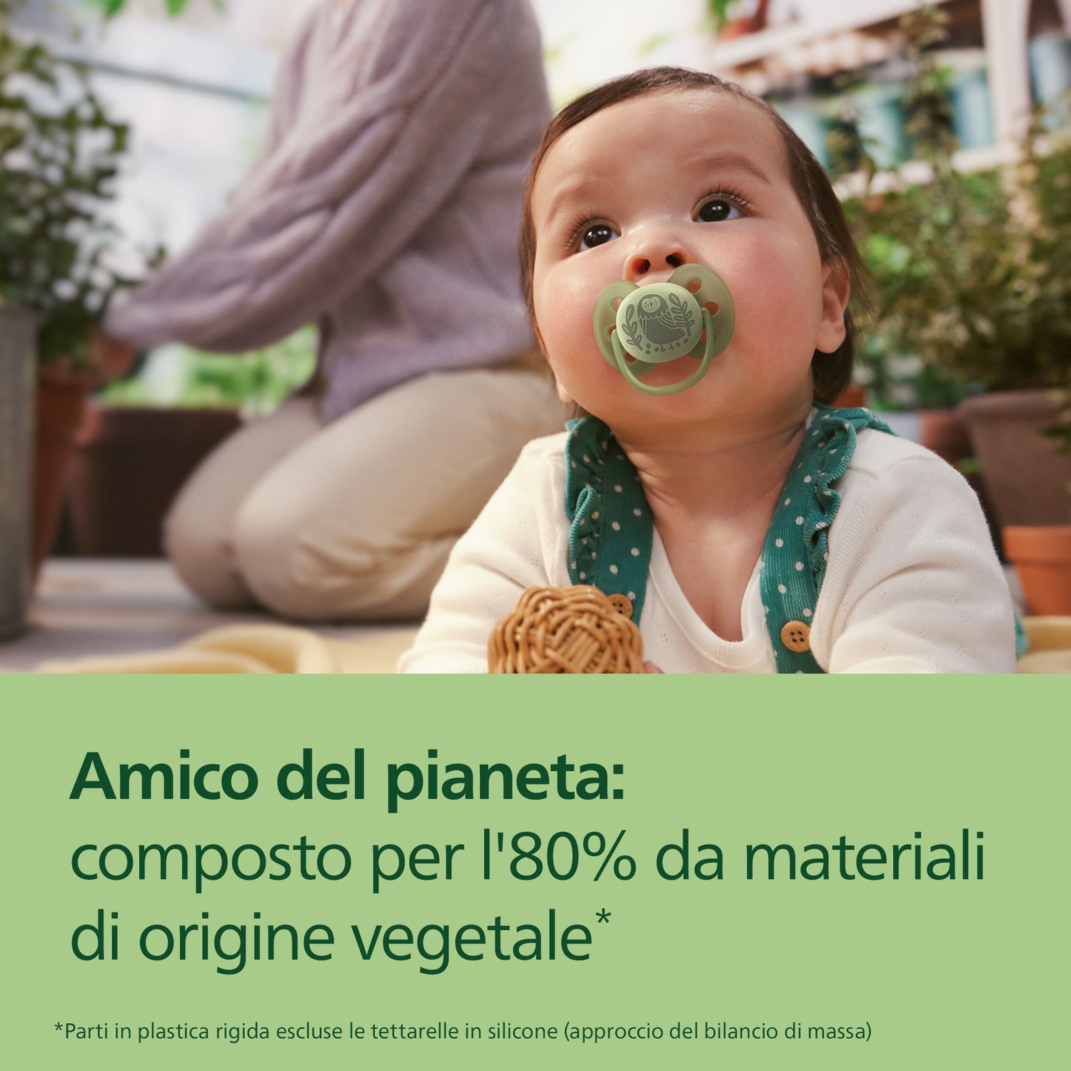 Succhietti ultra soft 6-18m pastello giallo e verde con decorazioni, a base vegetale - set da 2 ciucci - philips avent - Avent