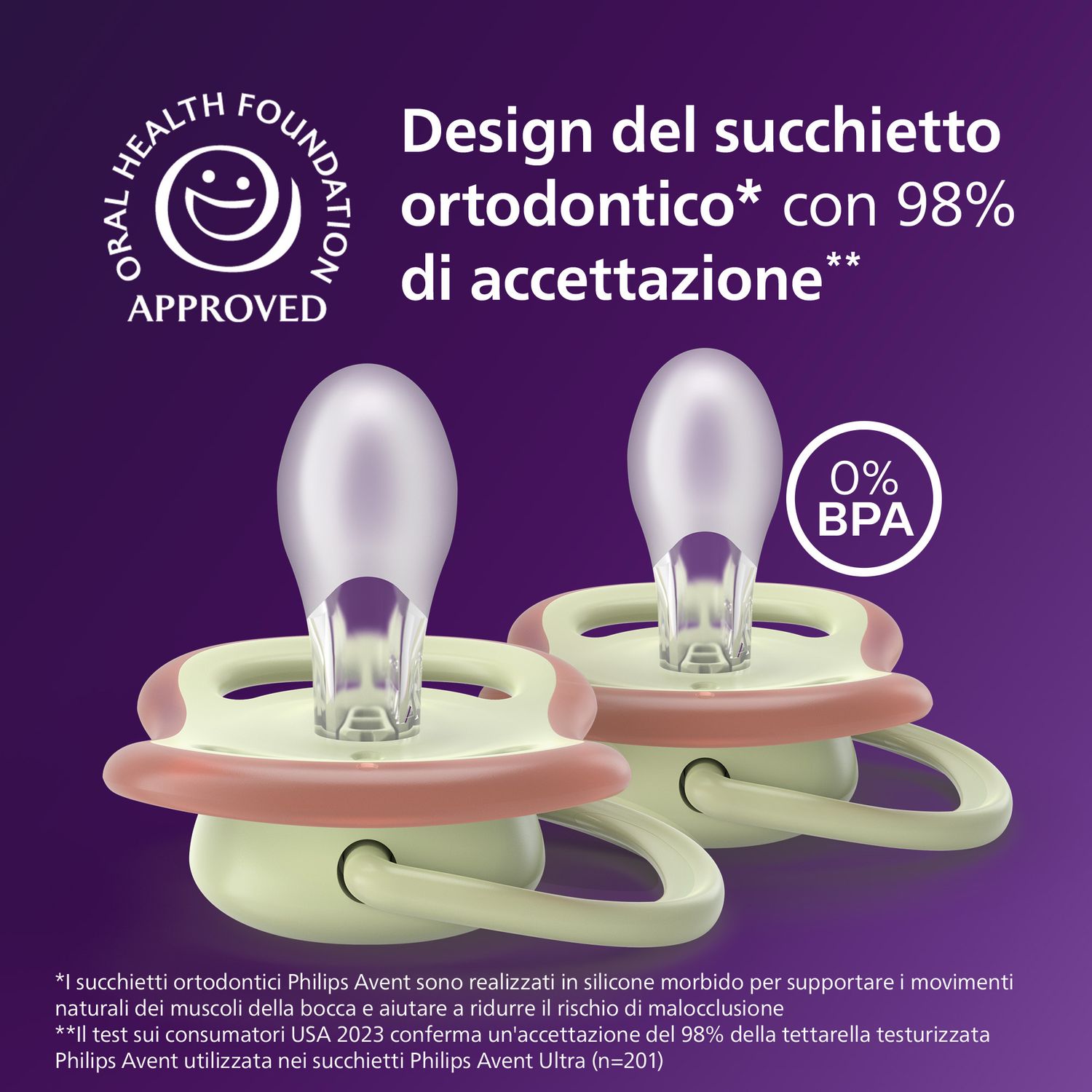 Succhietti ultra air day&night 6-18m pastello verde e foglia, a base vegetale - set da 2 ciucci - philips avent - Avent