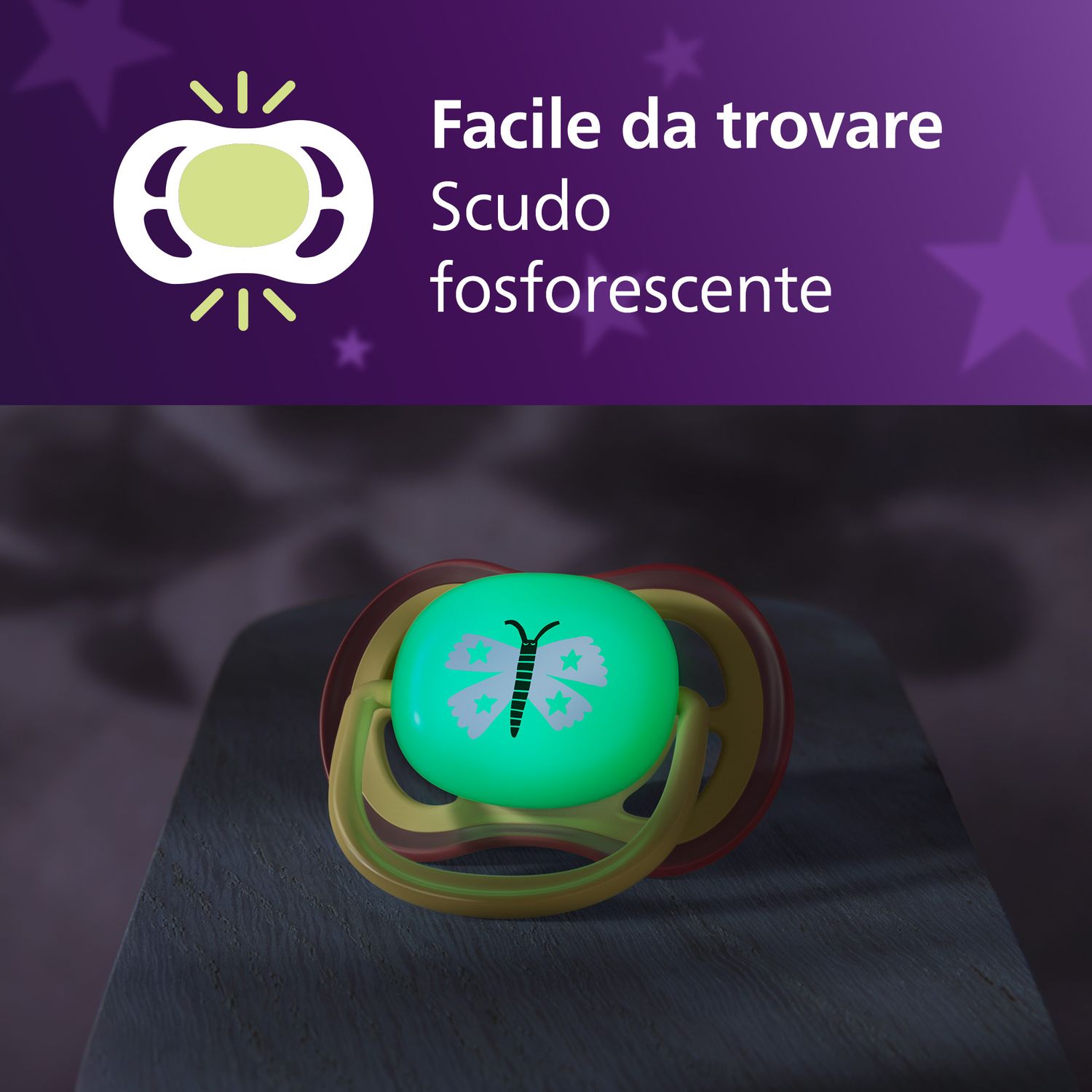 Succhietti ultra air night 0-6m farfalla e bruco, a base vegetale - set da 2 ciucci - philips avent - Avent