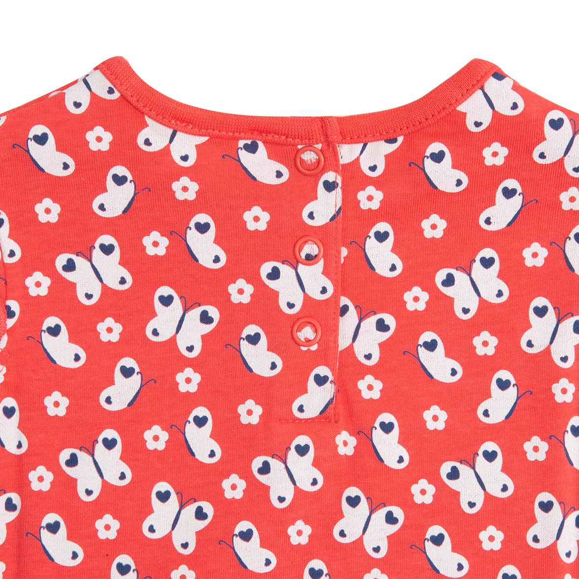 Abito jersey bimba corallo con farfalle - Mawi