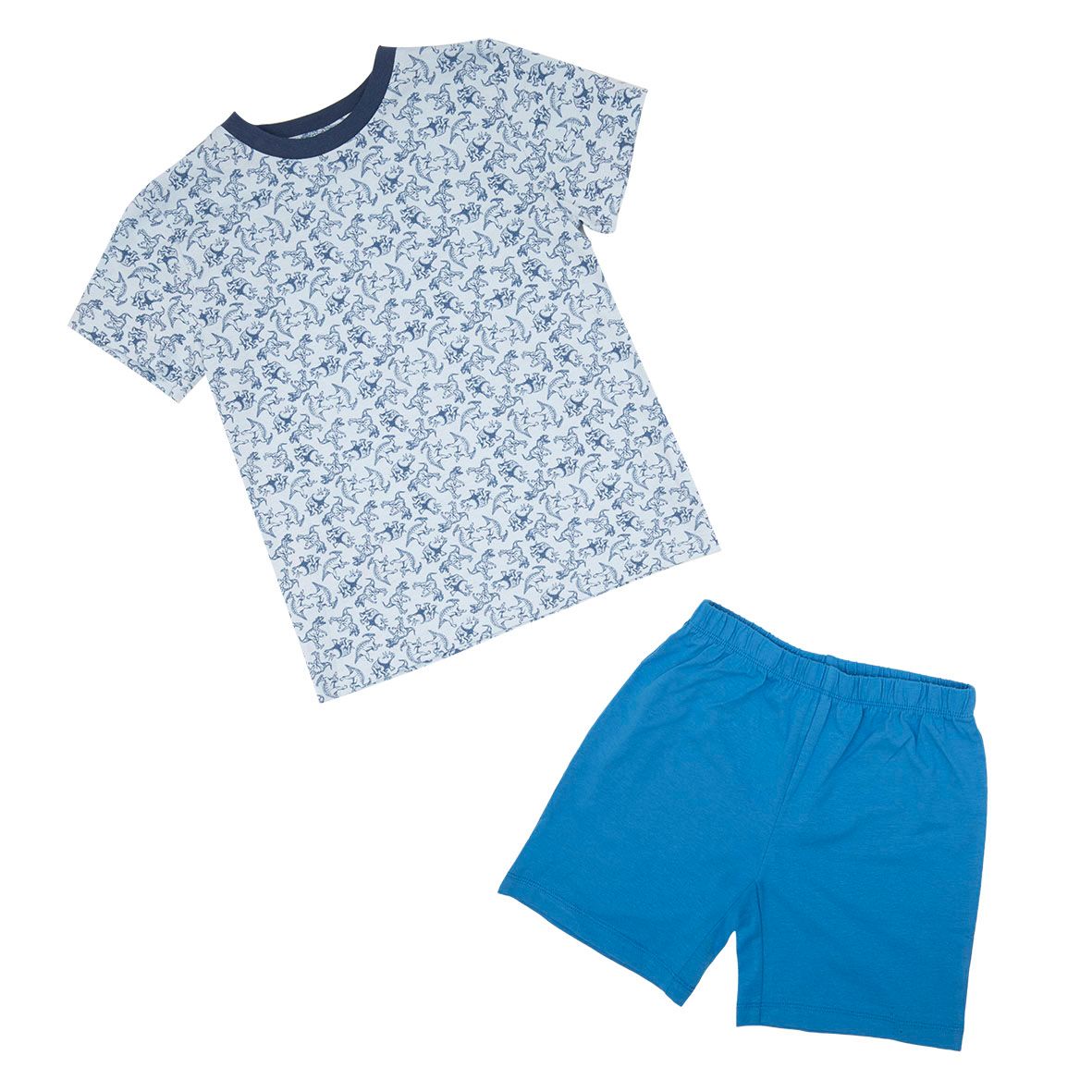 Pigiama estivo due pezzi bimbo "dino" azzurro - Mawi