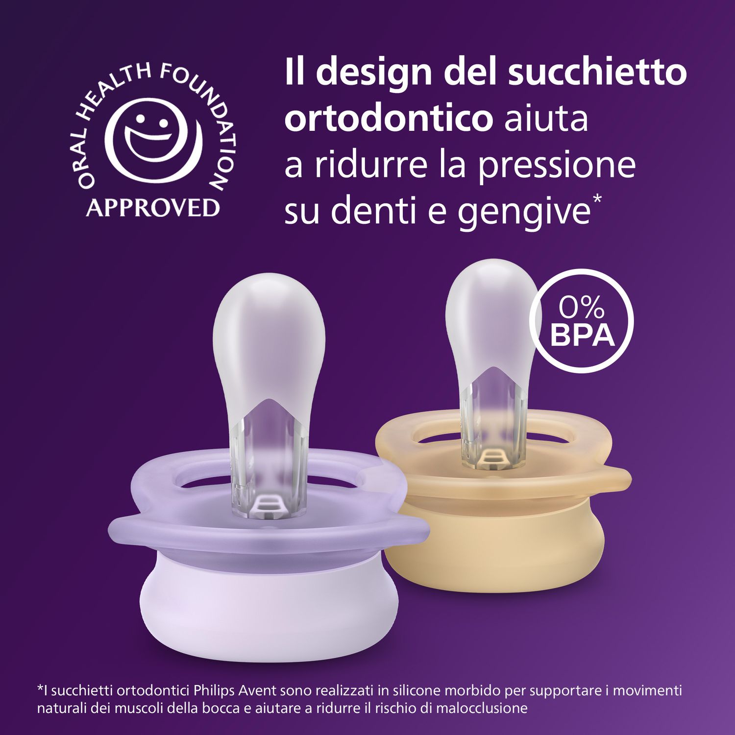 Succhietti ultra start 0-2m day pastello giallo e viola con decorazioni, a base vegetale - set da 2 ciucci - philips avent - Avent