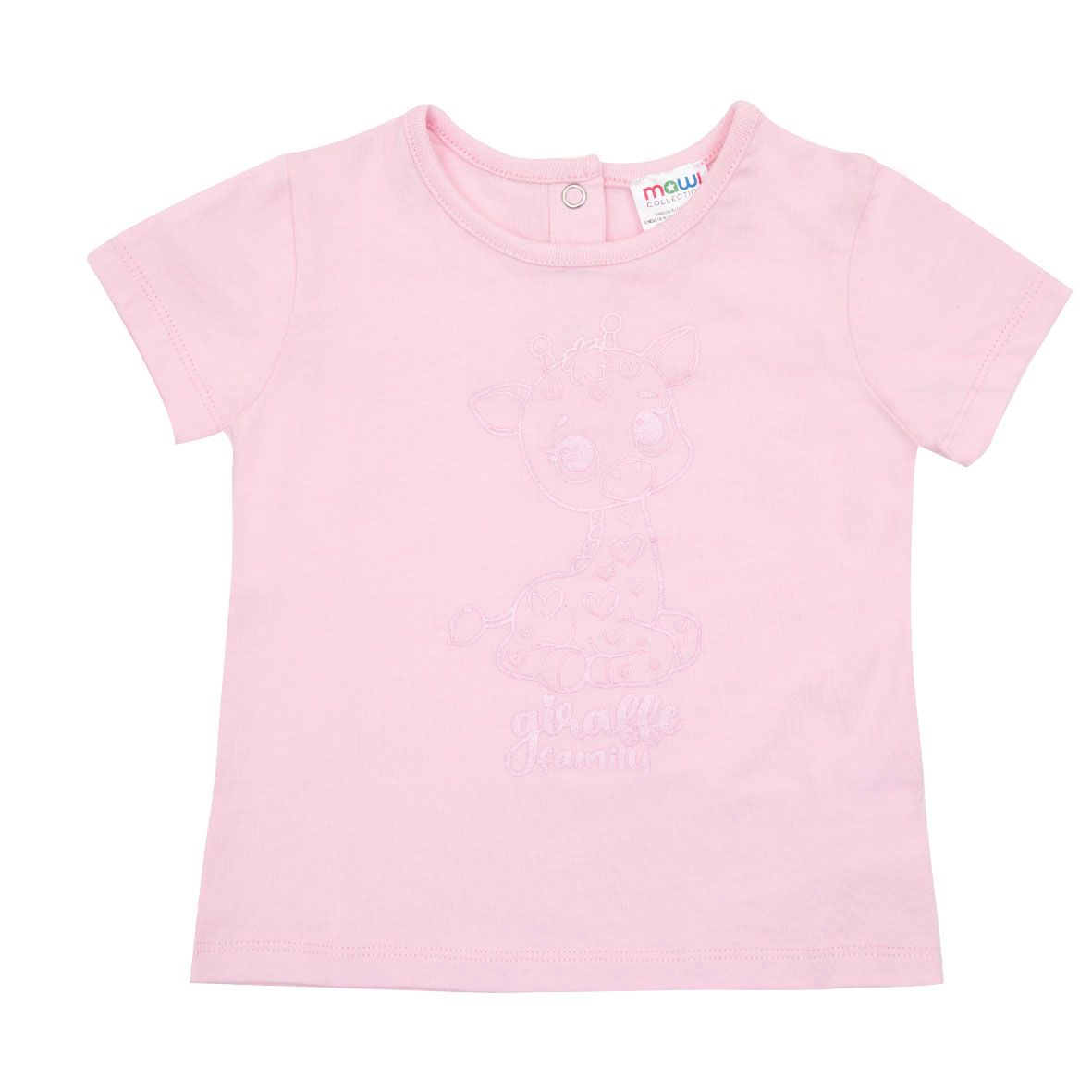 T-shirt jersey bimba rosa stampa "giraffa" - Mawi