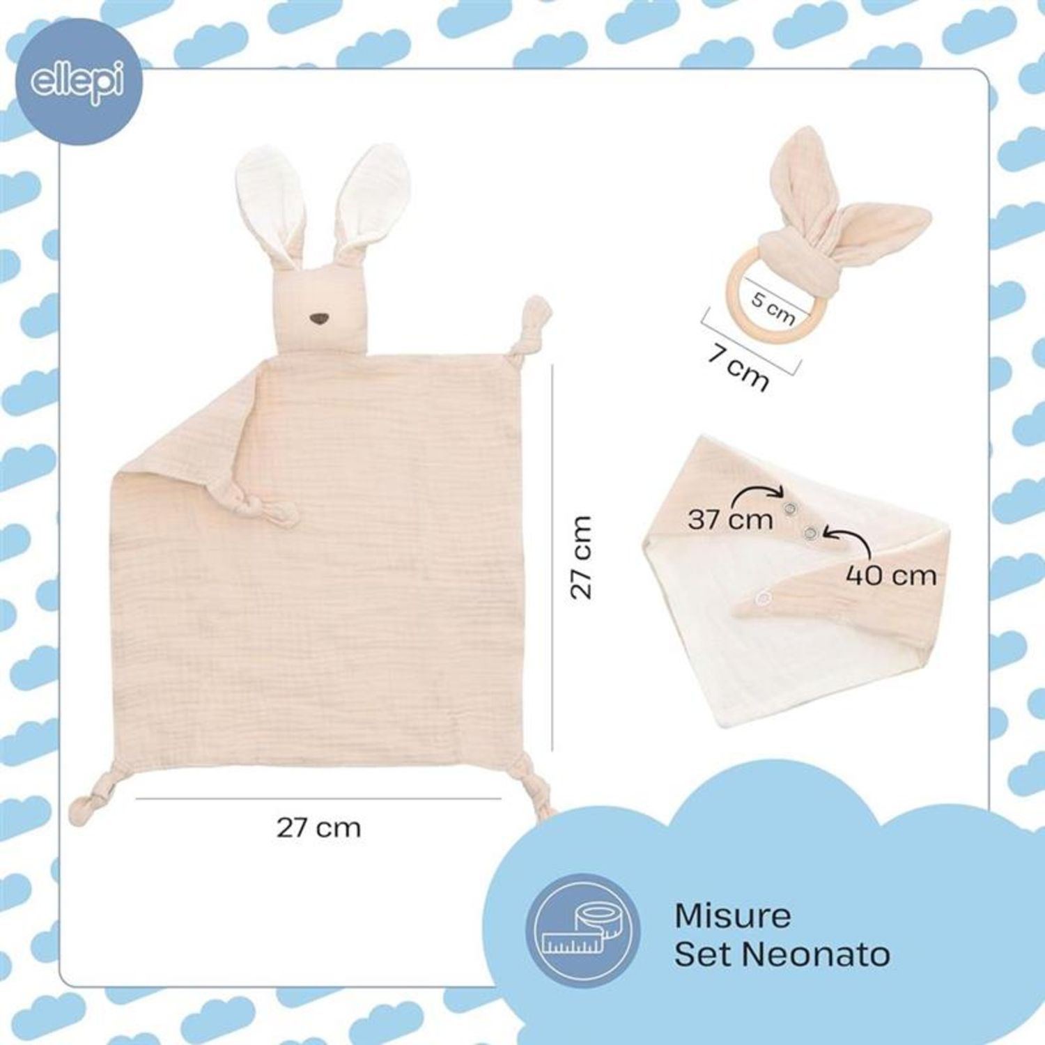 Set regalo beige doudou bavaglino massaggiagengive - ellepi - ELLEPI