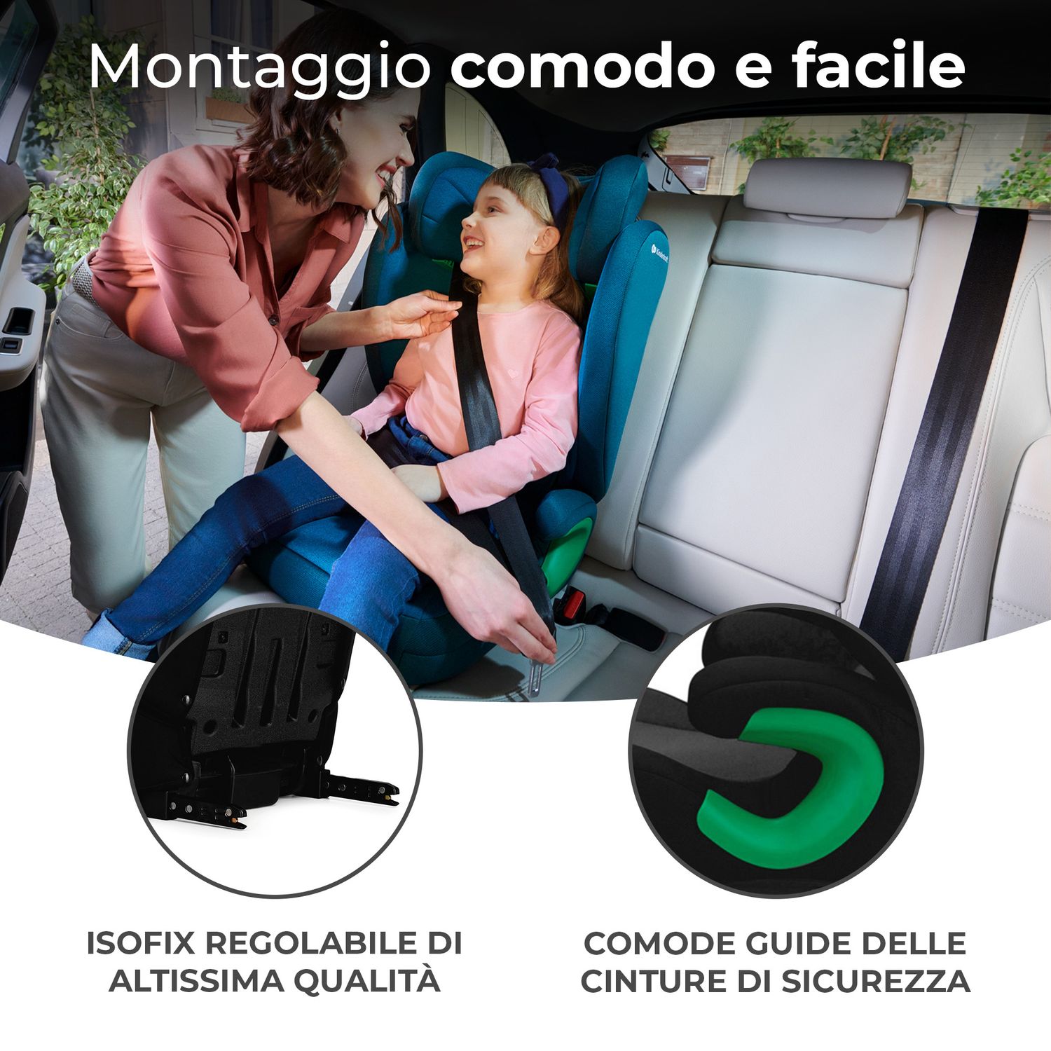 Kinderkraft seggiolino auto junior fix 2 i-size graphite black 100-150cm - KinderKraft