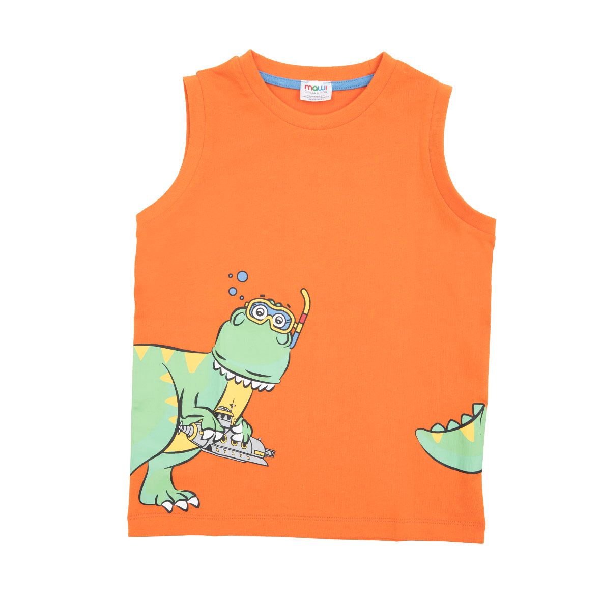 Canottiera jersey bimbo arancio stampa "dino" - Mawi