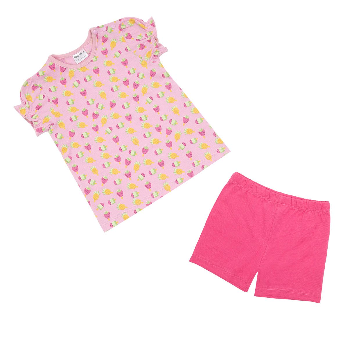 Pigiama corto 2 pezzi bimba rosa/fucsia "frutti" - Mawi