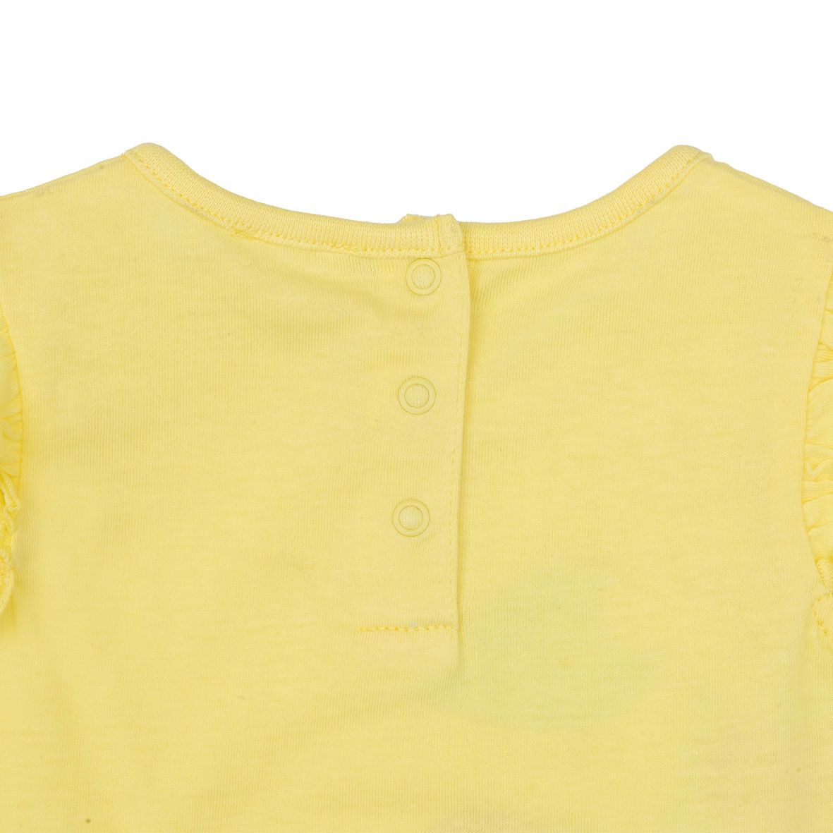 Canottiera jersey bimba gialla stampa "mon amour" con frill - Mawi