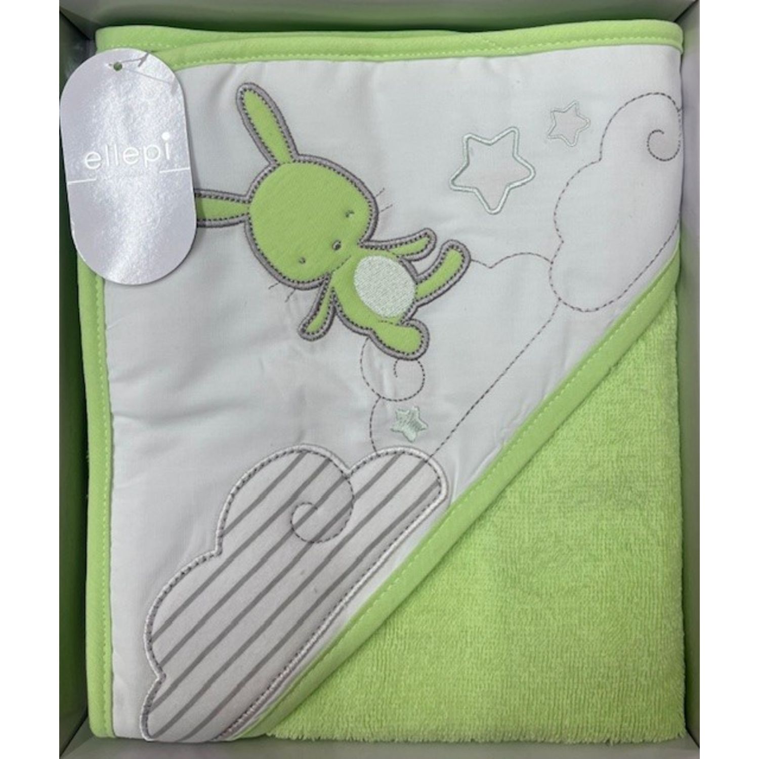 Accappatoio neonato con coniglietto verde - ellepi - ELLEPI