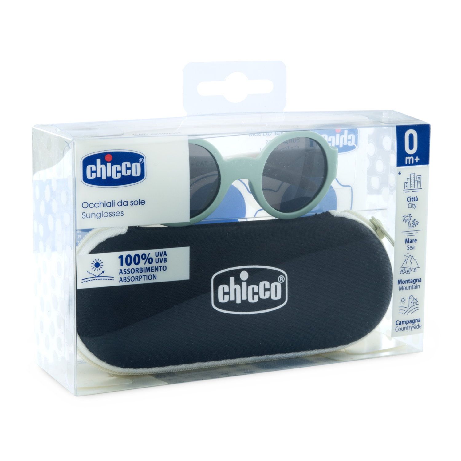 Occhiale da sole verde con lenti fumè 0m+ - chicco - Chicco