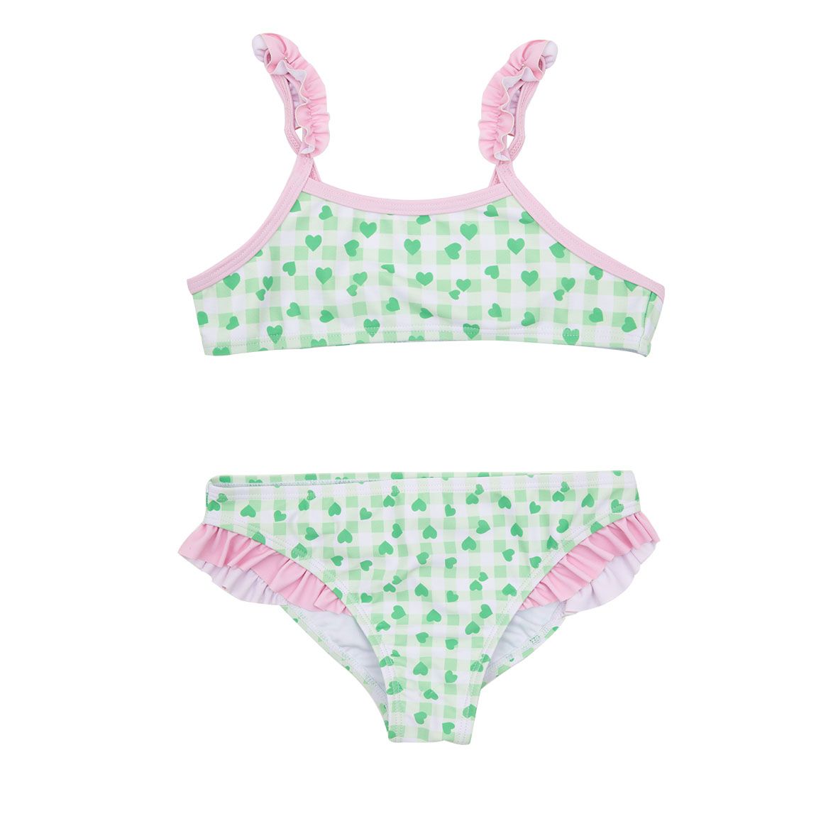 Bikini bimba bianco/verde con frill - Mawi