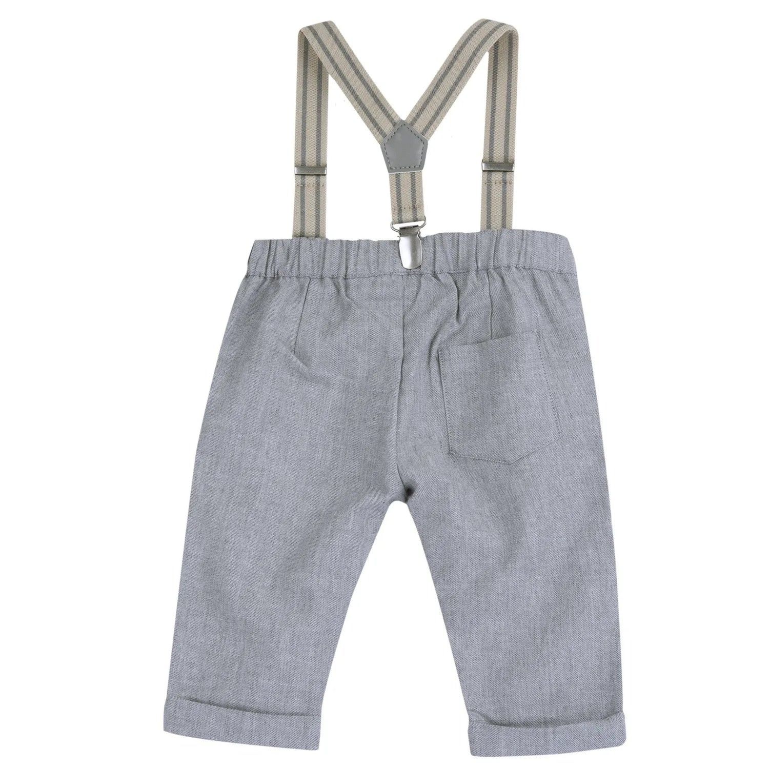 Pantaloni in tinta unita grigio medio con bretelle - chicco - Chicco