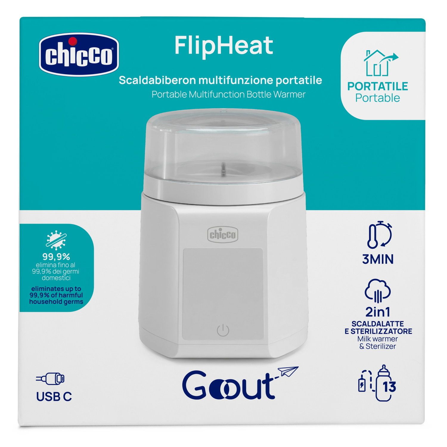 Scaldabiberon portatile 2 in 1 con batteria ricaricabile - chicco - Chicco