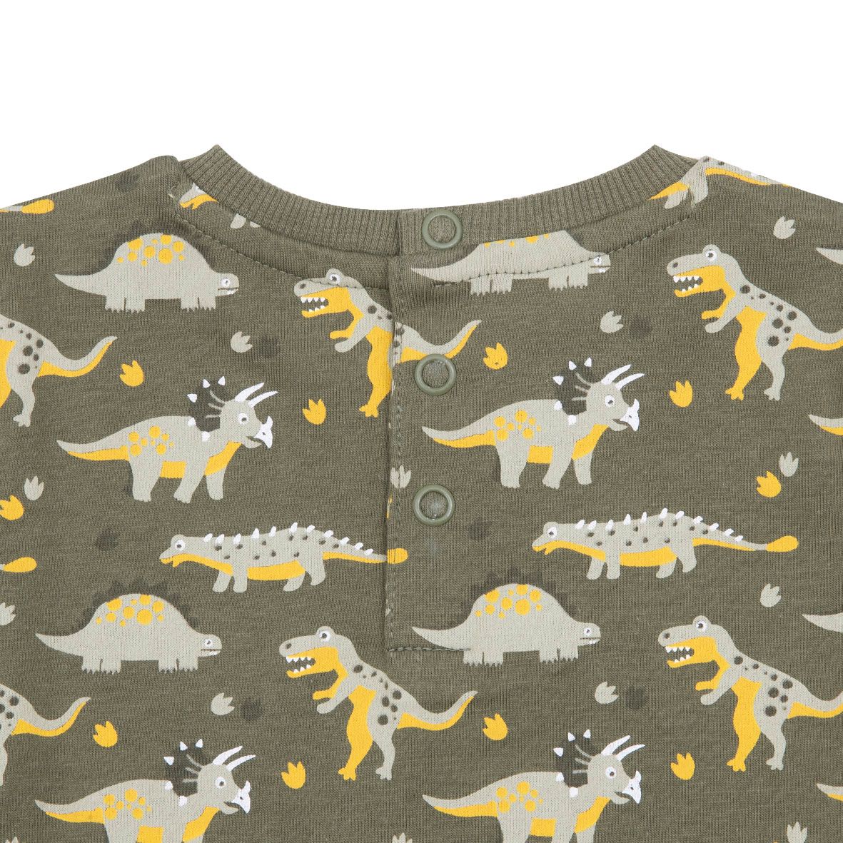 T-shirt jersey bimbo verde stampa dinosauri - Mawi