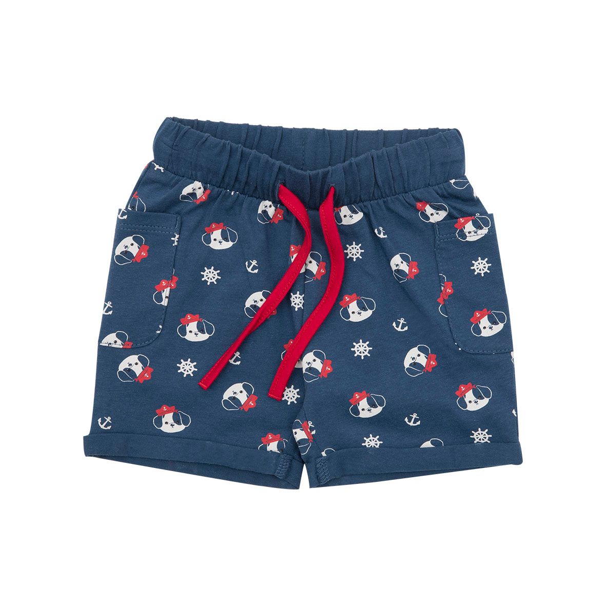 Pantaloncino jersey bimbo blu stampato con tasche - Mawi