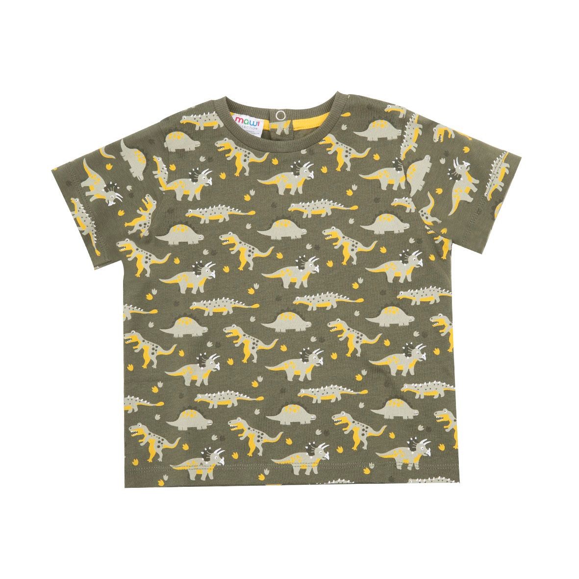 T-shirt jersey bimbo verde stampa dinosauri - Mawi