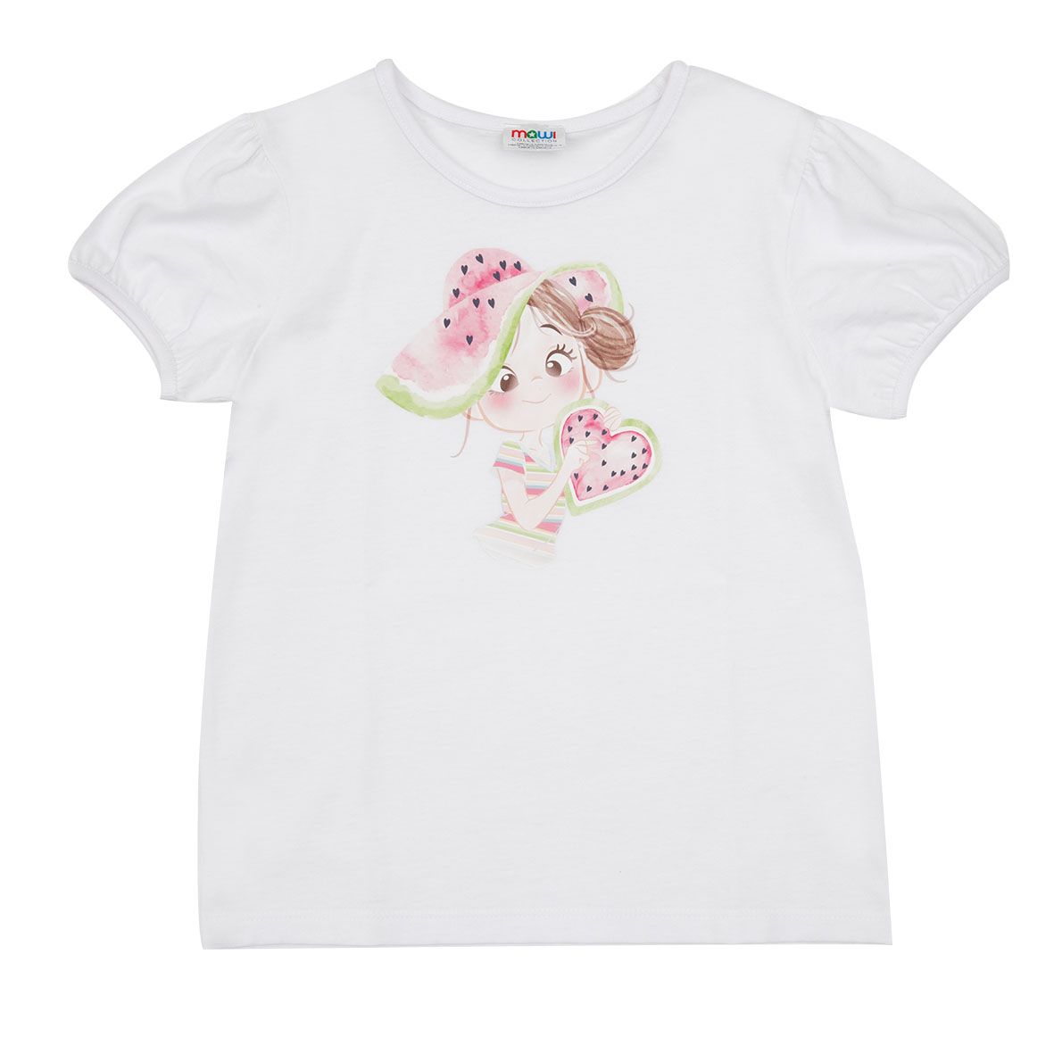 T-shirt jersey bimba bianca stampa "simpatica bambina" - Mawi