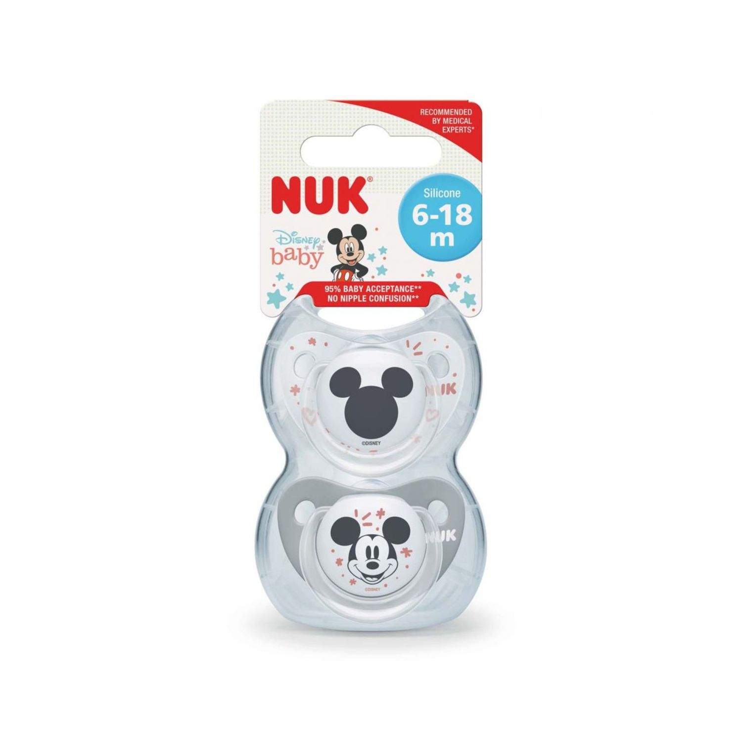 Succhietto tl disney mickey_grey_silicone 6-18 2pz - nuk - Nuk