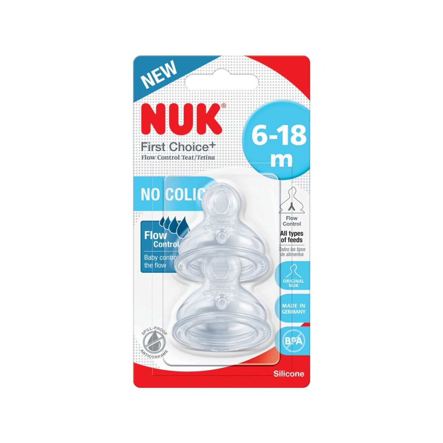Tettarelle fc + flow control sil 6-18 2pz - nuk - Nuk
