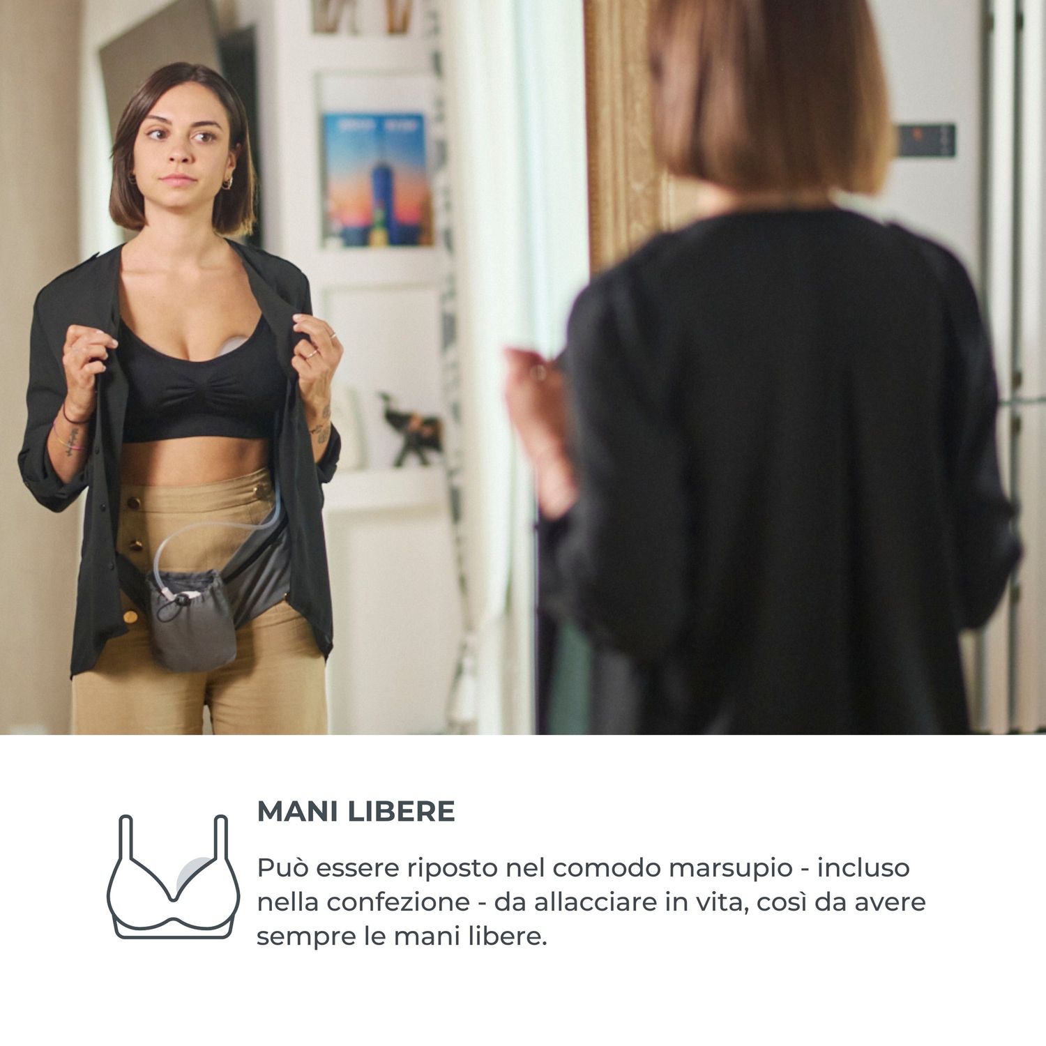 Tiralatte elettrico singolo a mani libere a 3 fasi materno smart wear - 1287cw - nuvita - Nuvita