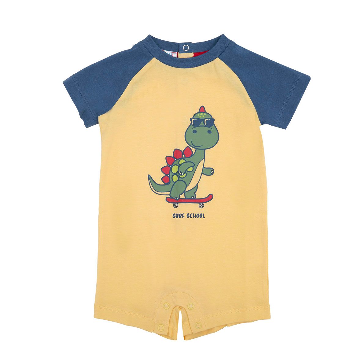 Pigiama intero raglan bimbo giallo/blu "dino" - Mawi