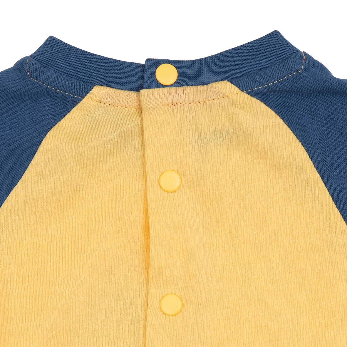 Pigiama intero raglan bimbo giallo/blu "dino" - Mawi