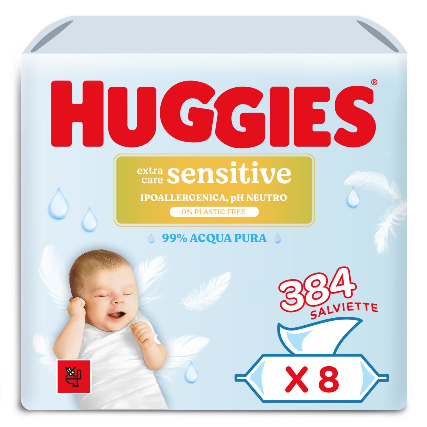 Salviette extra care sensitive 8x48 pezzi - huggies - Huggies