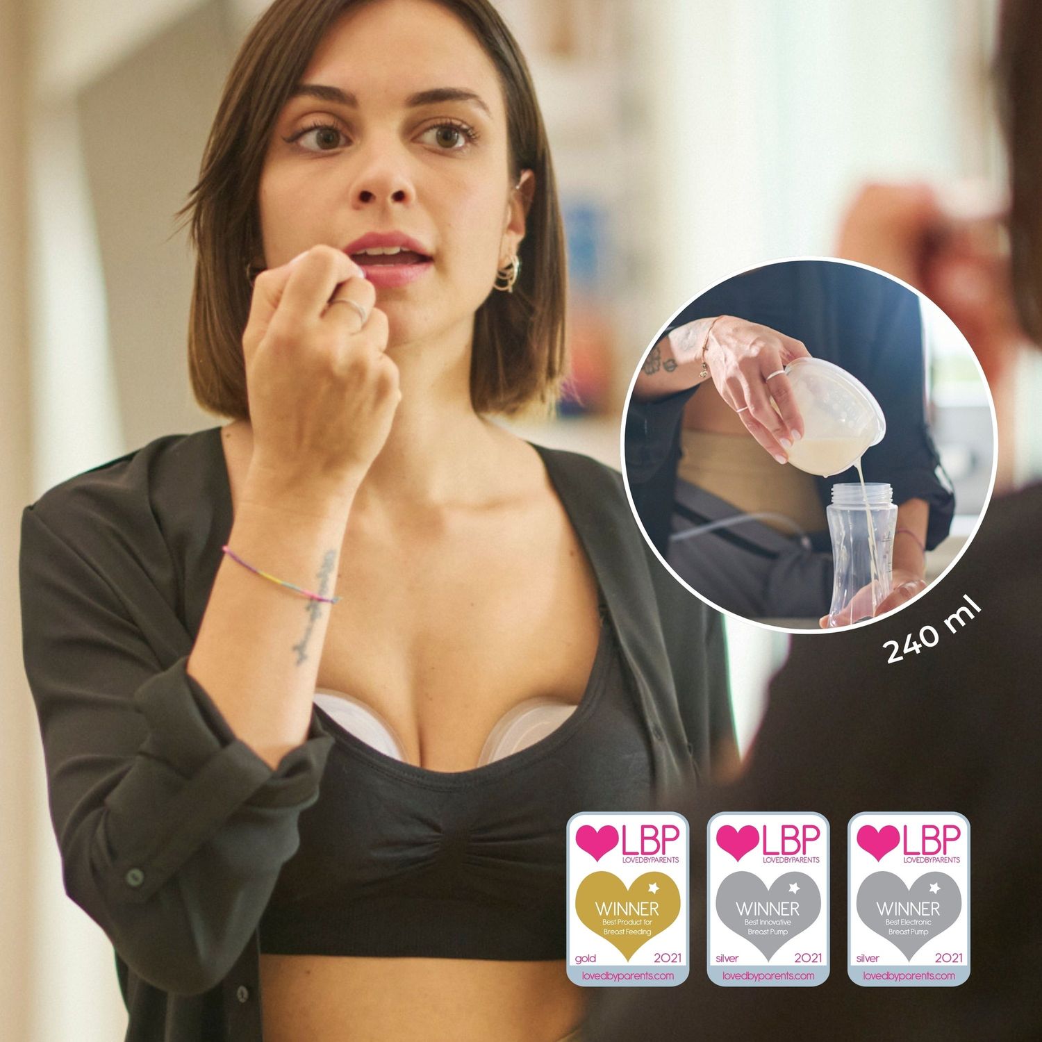 Tiralatte elettrico singolo a mani libere a 3 fasi materno smart wear - 1287cw - nuvita - Nuvita