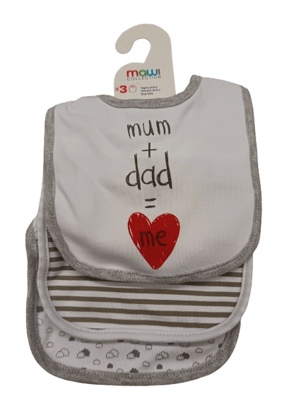 Set 3 bavaglini "mum + dad = me" - Mawi