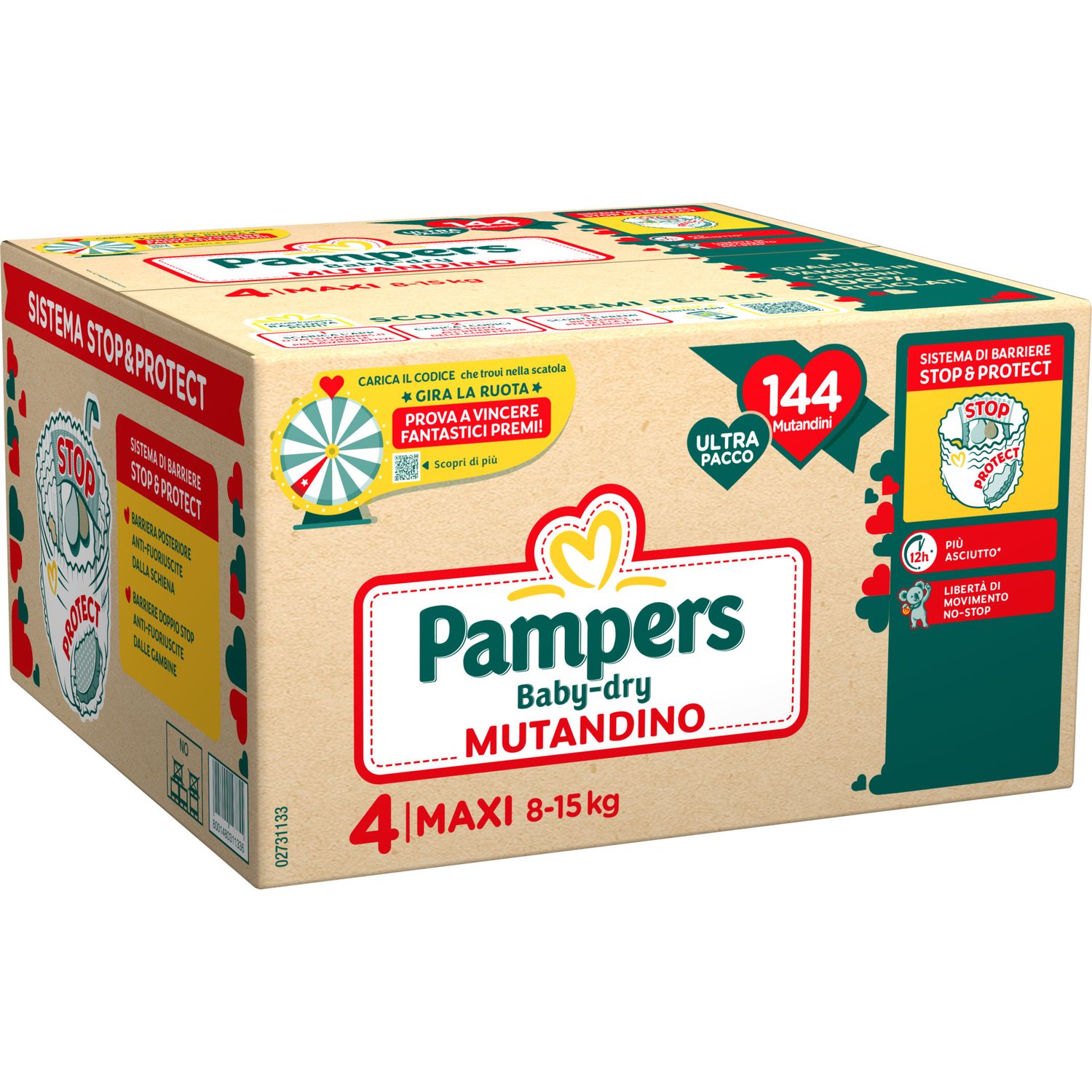 Pampers baby dry mutandino ultra maxi taglia 4 8-15kg x144 - pampers - PAMPERS