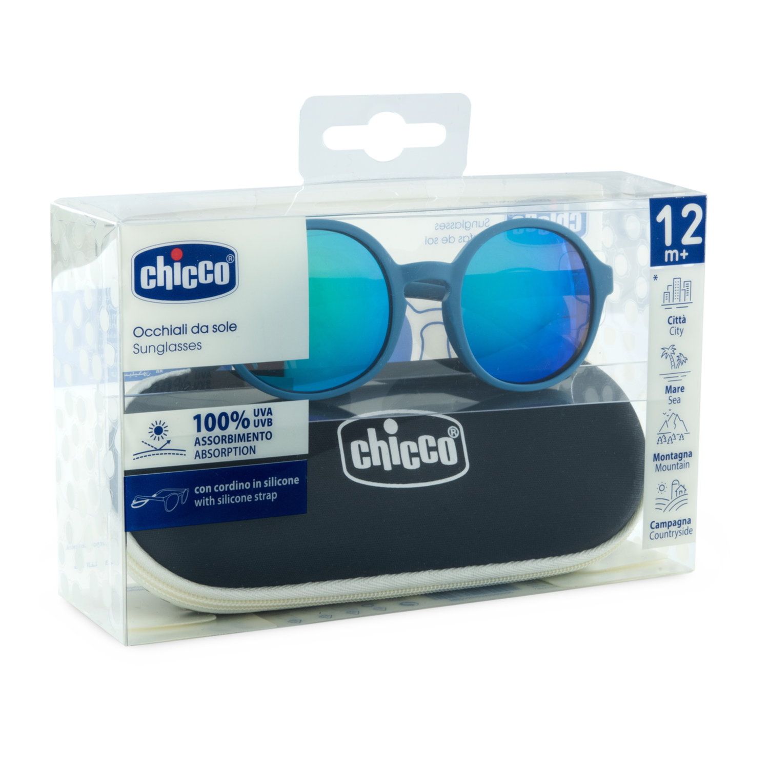 Occhiale da sole blu con lenti a specchio 12m+ - chicco - Chicco