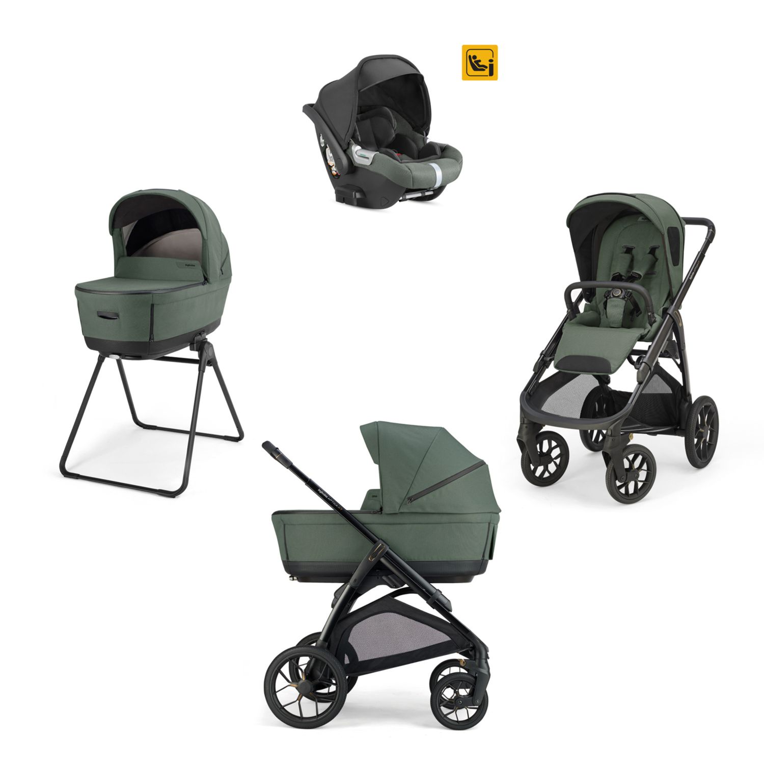 Aptica xt system quattro - taiga green con telaio black e seggiolino auto darwin infant - inglesina - Inglesina