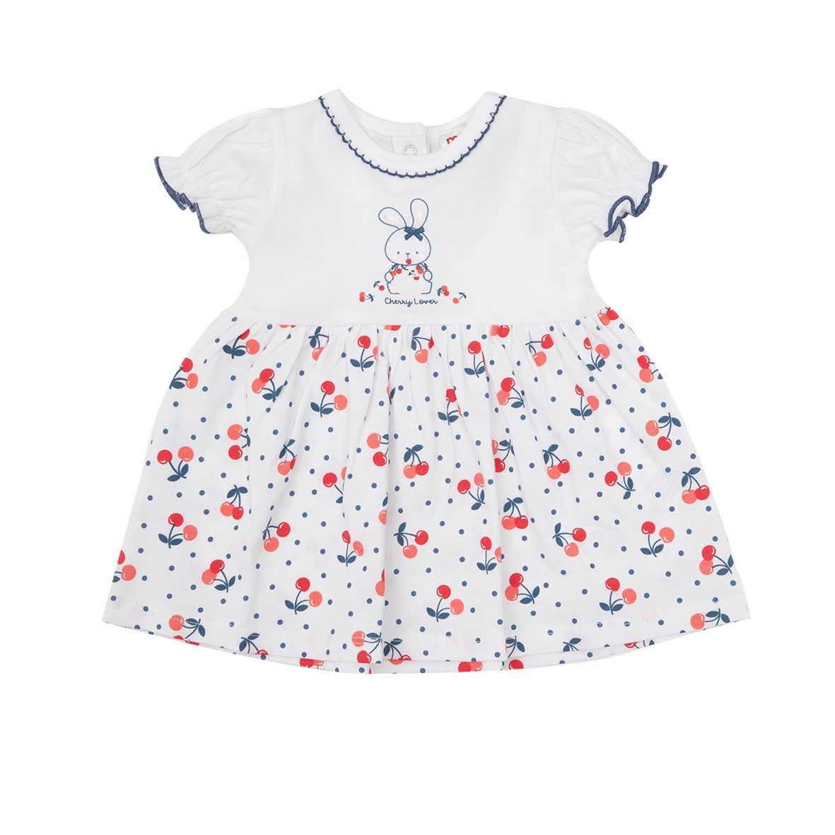 Abito jersey bimba bianco stampato ciliege - Mawi