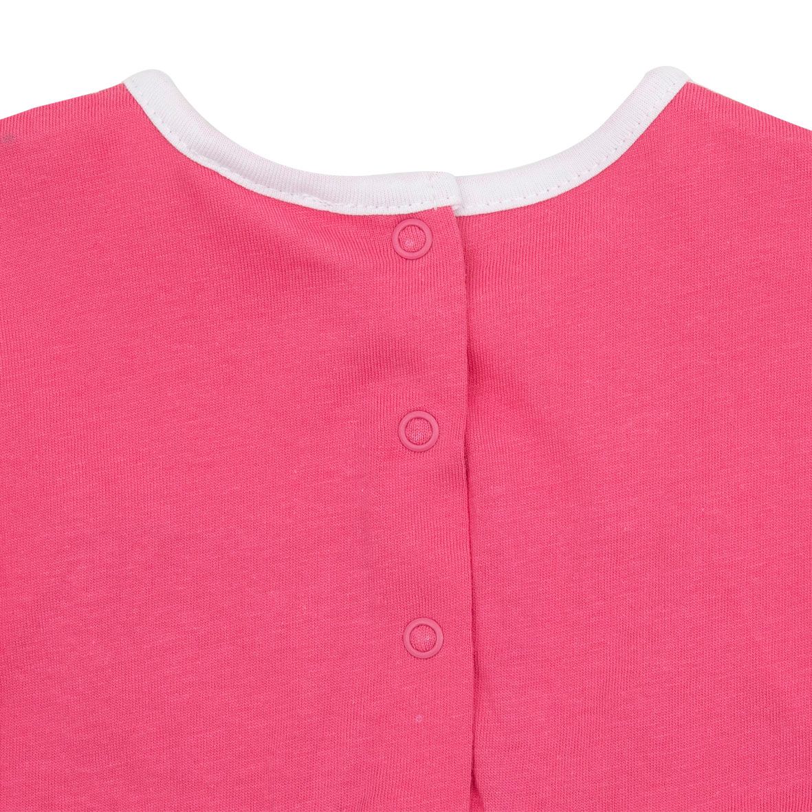 Pezzo unico salopette e magliettina bimba corallo/bianca con rouches - Mawi