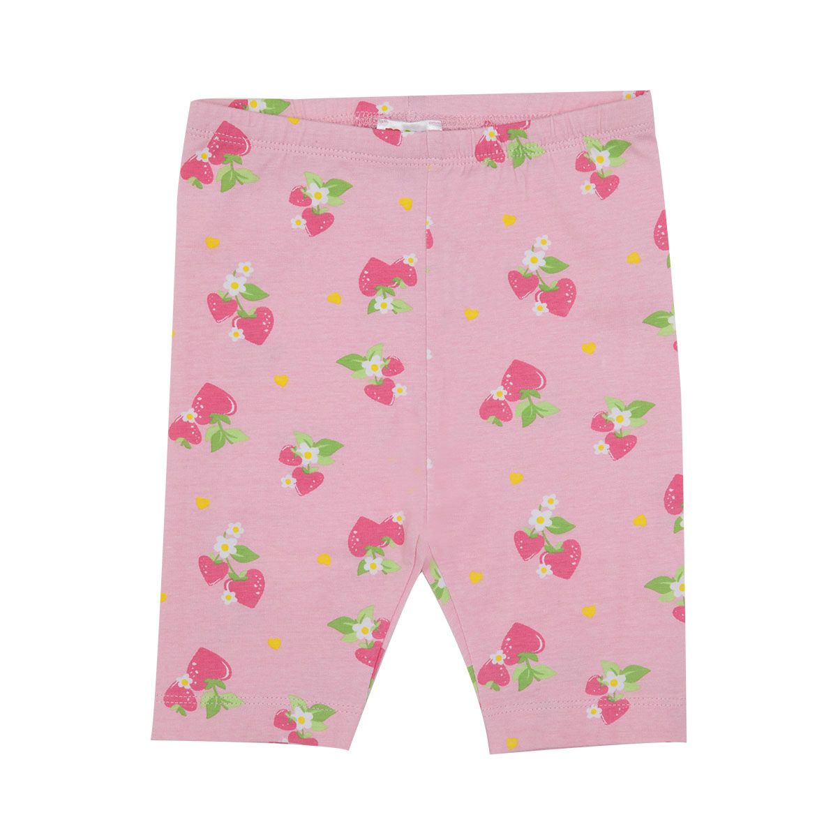 Legging stretch 3/4 bimba rosa stampa fragoline a cuore - Mawi