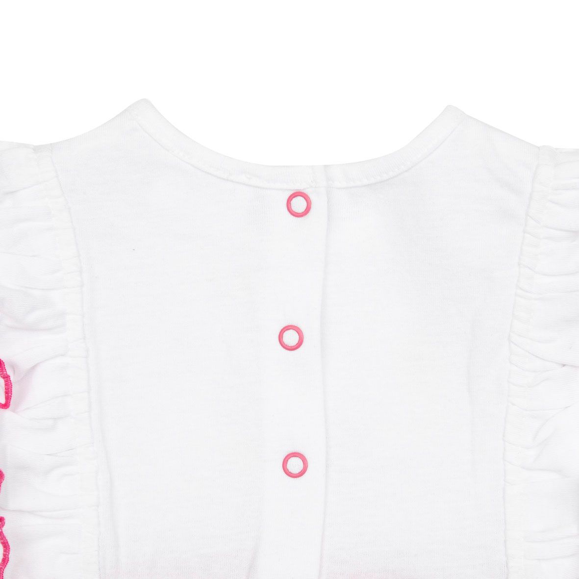 Pagliaccetto jersey bimba bianco/corallo "gattino" - Mawi