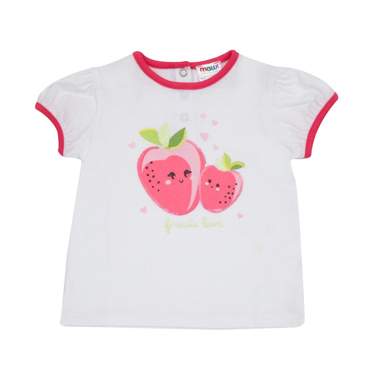 T-shirt maniche corte bimba bianca/rosa fragole - Mawi