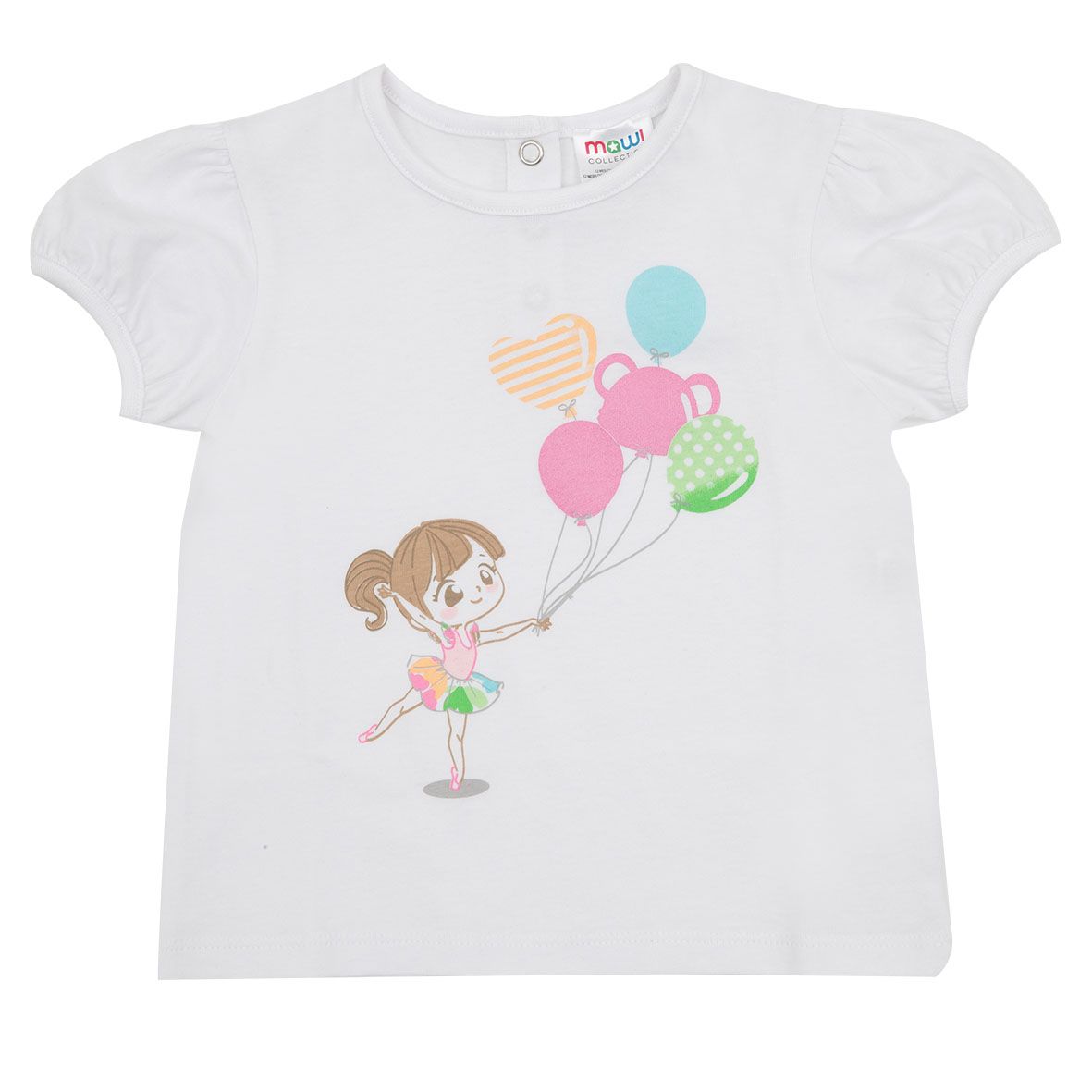 T-shirt jersey bimba bianca stampa ballerina - Mawi