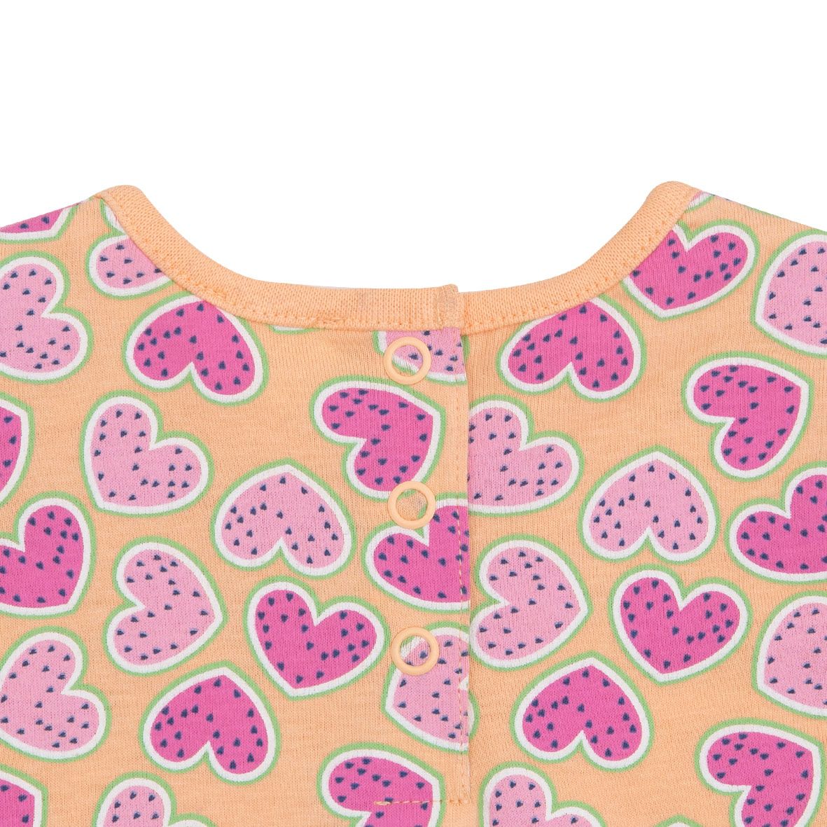 Tenero abito jersey bimba arancione stampa cuoricini - Mawi