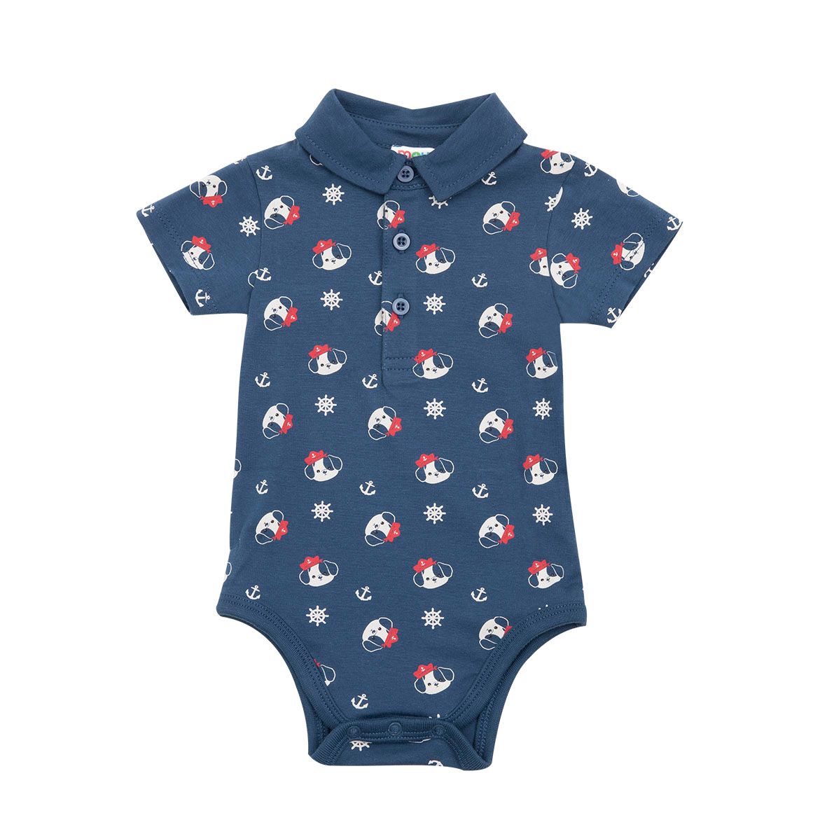 Body manica corta jersey bimbo blu con colletto - Mawi