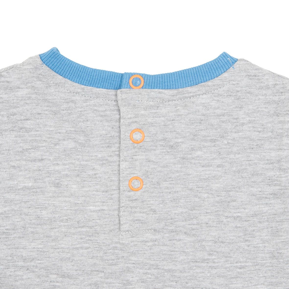 Set t-shirt + short jersey bimbo grigio/azzurro "my croco" - Mawi