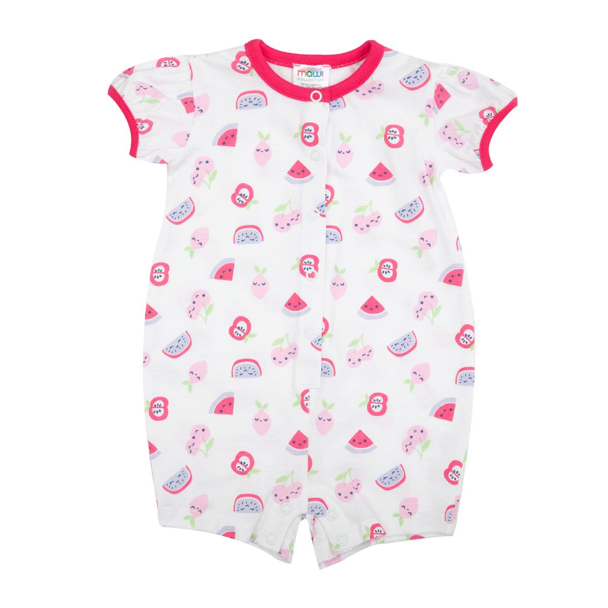 Pigiama intero jersey bimba bianco/rosso stampa "frutta" - Mawi