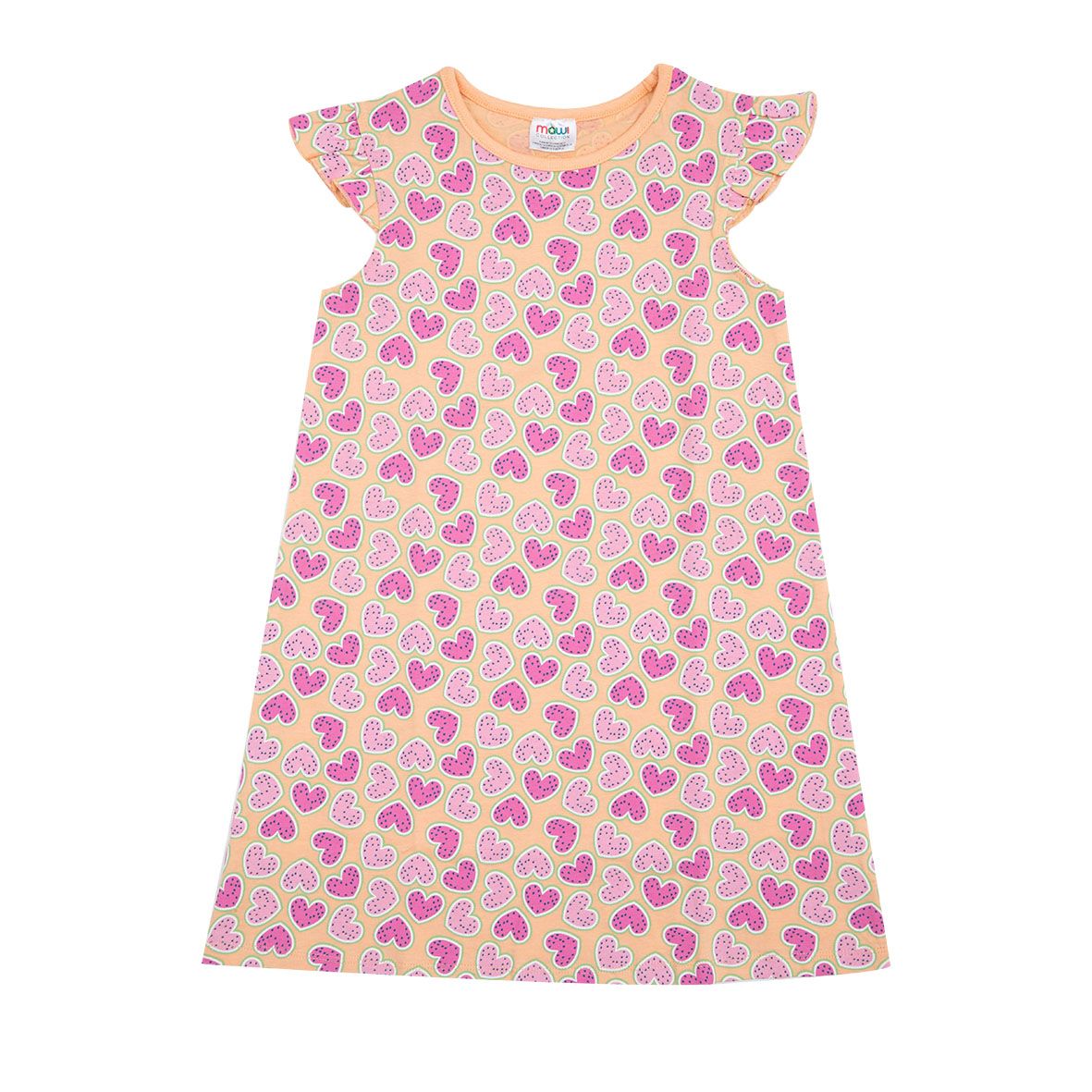 Abito jersey bimba pesca stampa cuoricini - Mawi