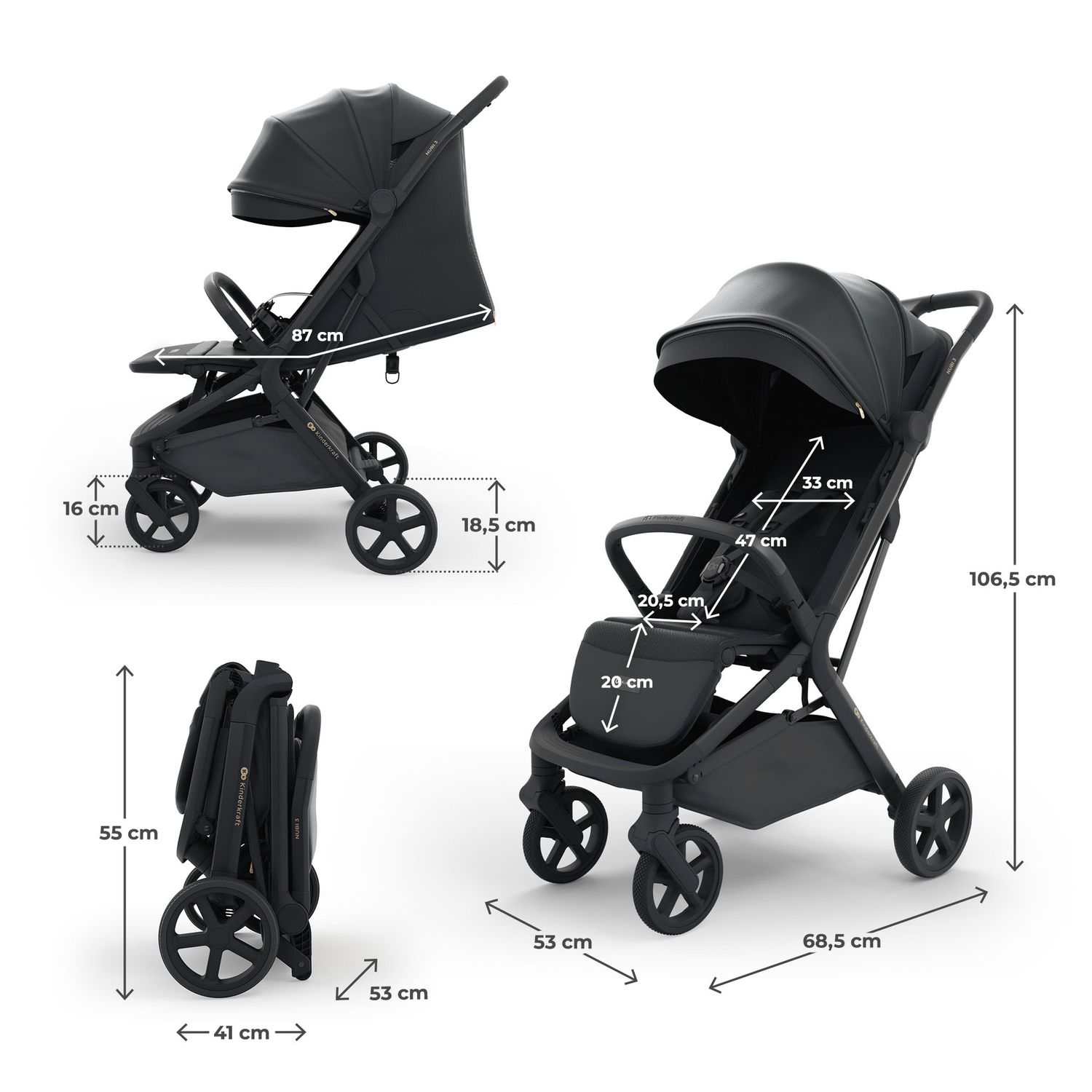Passeggino leggero nubi 3 - midnight black - kinderkraft - KinderKraft